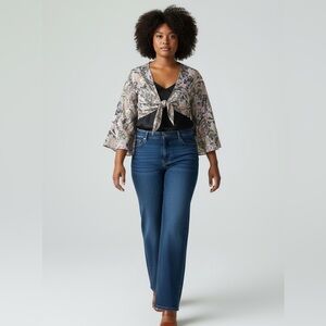 Y2k Tie Top‎ Angel Flare Bell Sleeve Crop Fairy Hippie 70s Festival Pink 3X